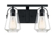 Vanity Nuvo 60-7102 Skybridge - 2 Light - Vanity Fixture - Matte Black Finish with Clear Glass Nuvo