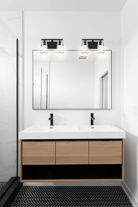Vanity Nuvo 60-7102 Skybridge - 2 Light - Vanity Fixture - Matte Black Finish with Clear Glass Nuvo