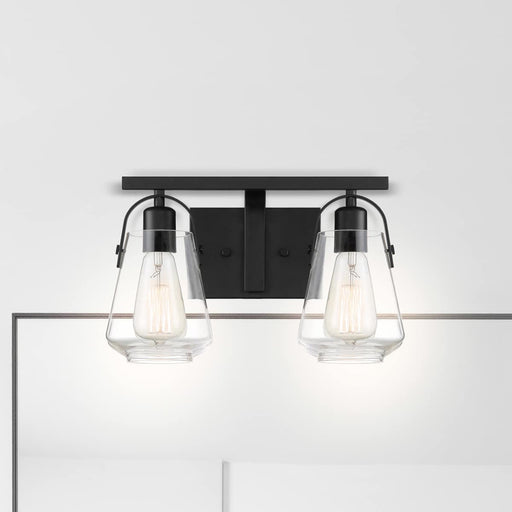 Vanity Nuvo 60-7102 Skybridge - 2 Light - Vanity Fixture - Matte Black Finish with Clear Glass Nuvo