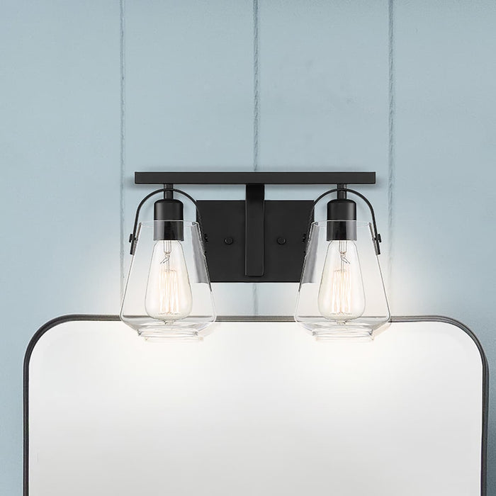 Vanity Nuvo 60-7102 Skybridge - 2 Light - Vanity Fixture - Matte Black Finish with Clear Glass Nuvo