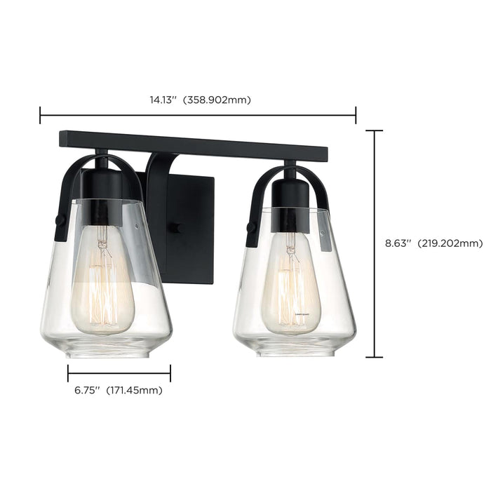 Vanity Nuvo 60-7102 Skybridge - 2 Light - Vanity Fixture - Matte Black Finish with Clear Glass Nuvo