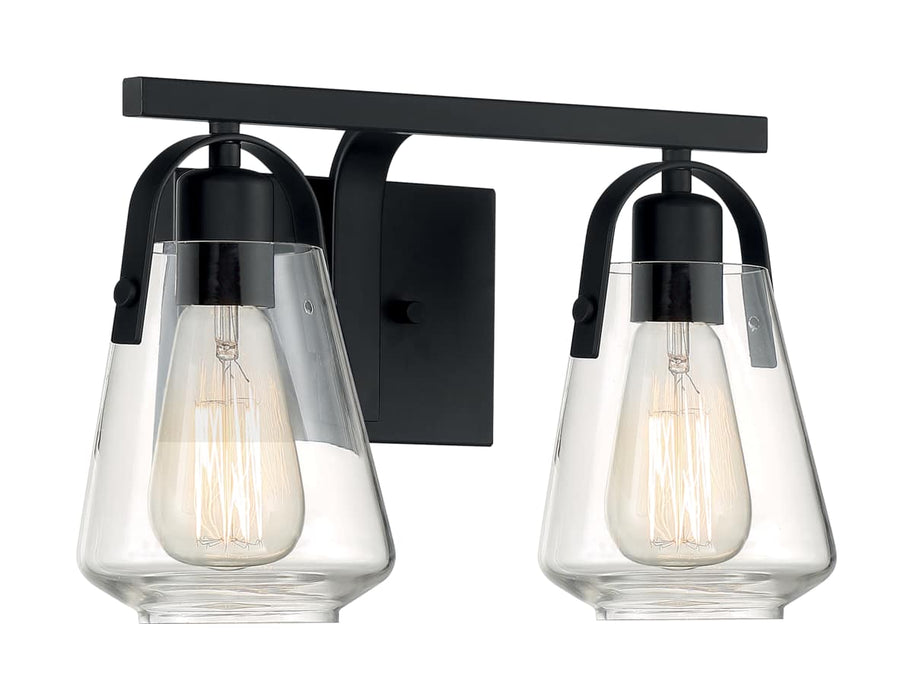 Vanity Nuvo 60-7102 Skybridge - 2 Light - Vanity Fixture - Matte Black Finish with Clear Glass Nuvo