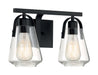 Vanity Nuvo 60-7102 Skybridge - 2 Light - Vanity Fixture - Matte Black Finish with Clear Glass Nuvo
