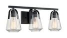 Vanity Nuvo 60-7103 Skybridge - 3 Light - Vanity Fixture - Matte Black Finish with Clear Glass Nuvo