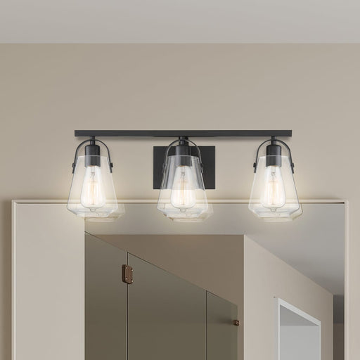 Vanity Nuvo 60-7103 Skybridge - 3 Light - Vanity Fixture - Matte Black Finish with Clear Glass Nuvo