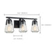 Vanity Nuvo 60-7103 Skybridge - 3 Light - Vanity Fixture - Matte Black Finish with Clear Glass Nuvo