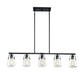Island Pendant Nuvo 60-7104 Skybridge - 5 Light - Island Pendant Fixture - Matte Black Finish with Clear Glass Nuvo