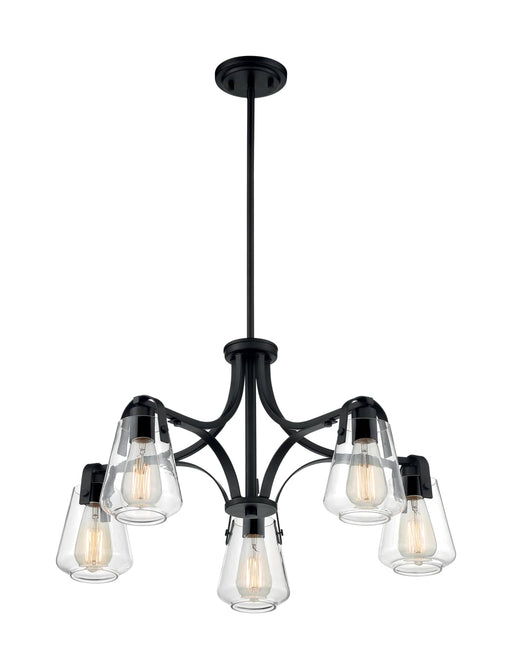 Chandelier Nuvo 60-7105 Skybridge - 5 Light - Chandelier Fixture - Matte Black Finish with Clear Glass Nuvo
