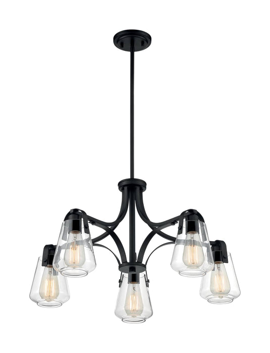 Chandelier Nuvo 60-7105 Skybridge - 5 Light - Chandelier Fixture - Matte Black Finish with Clear Glass Nuvo