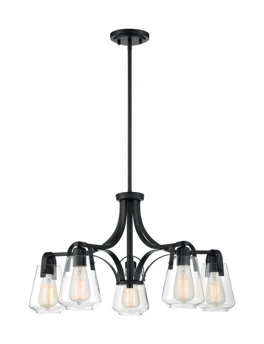 Chandelier Nuvo 60-7105 Skybridge - 5 Light - Chandelier Fixture - Matte Black Finish with Clear Glass Nuvo