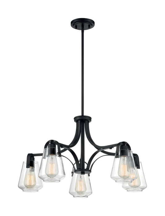 Chandelier Nuvo 60-7105 Skybridge - 5 Light - Chandelier Fixture - Matte Black Finish with Clear Glass Nuvo