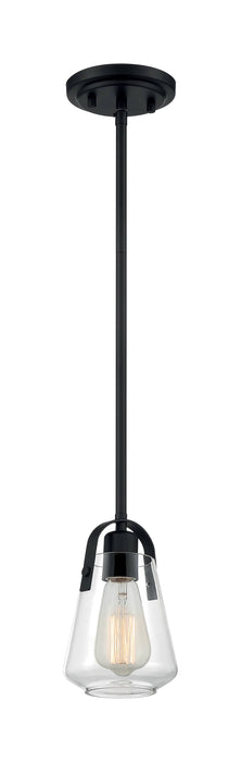 Mini Pendant Nuvo 60-7106 Skybridge - 1 Light - Mini Pendant Fixture - Matte Black Finish with Clear Glass Nuvo