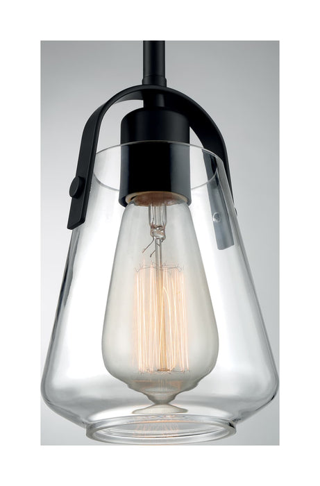 Mini Pendant Nuvo 60-7106 Skybridge - 1 Light - Mini Pendant Fixture - Matte Black Finish with Clear Glass Nuvo
