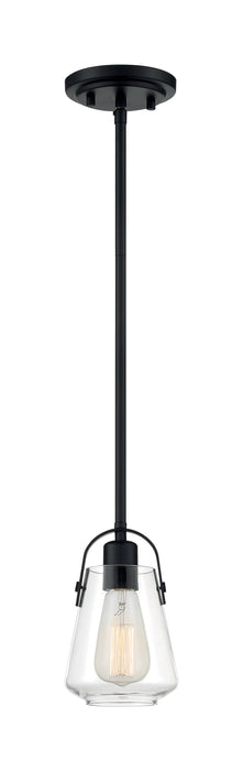 Mini Pendant Nuvo 60-7106 Skybridge - 1 Light - Mini Pendant Fixture - Matte Black Finish with Clear Glass Nuvo