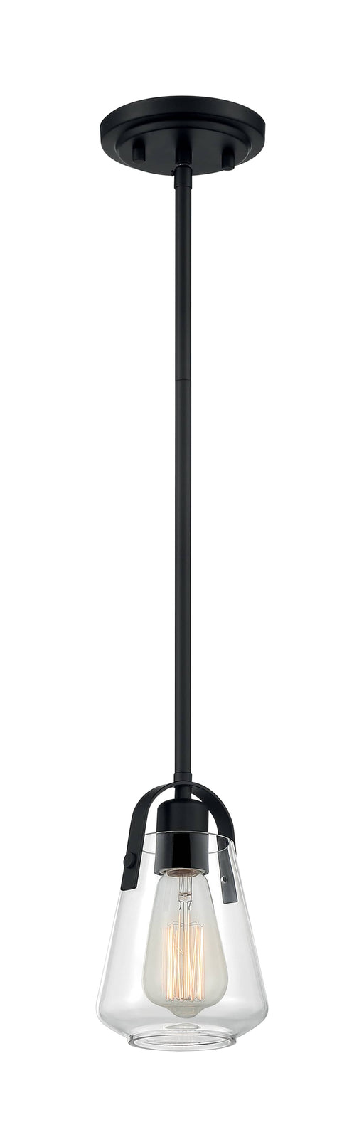 Mini Pendant Nuvo 60-7106 Skybridge - 1 Light - Mini Pendant Fixture - Matte Black Finish with Clear Glass Nuvo