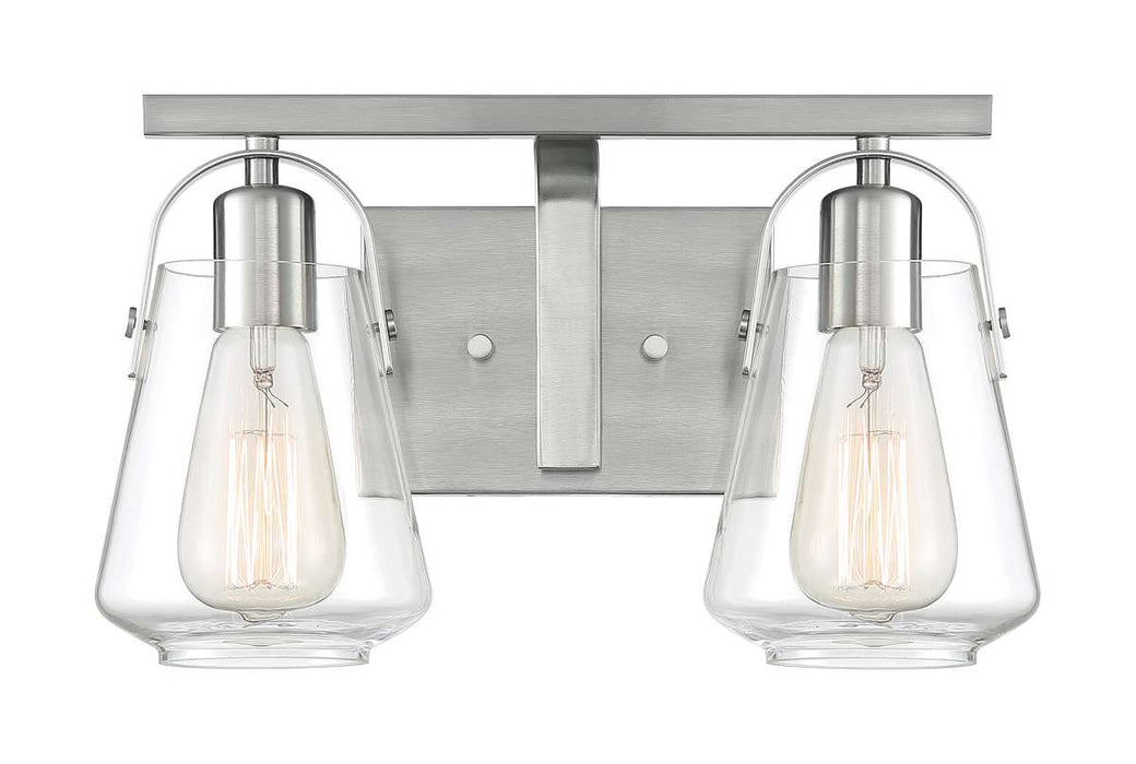 Vanity Nuvo 60-7112 Skybridge - 2 Light - Vanity Fixture - Brushed Nickel Finish with Clear Glass Nuvo