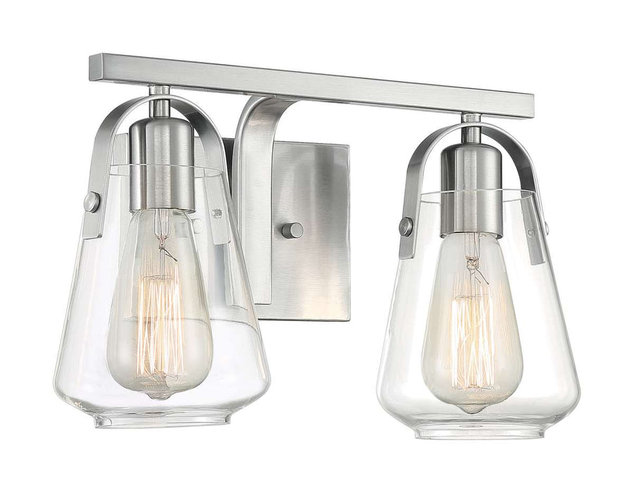 Vanity Nuvo 60-7112 Skybridge - 2 Light - Vanity Fixture - Brushed Nickel Finish with Clear Glass Nuvo