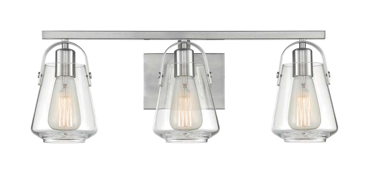 Vanity Nuvo 60-7113 Skybridge - 3 Light - Vanity Fixture - Brushed Nickel Finish with Clear Glass Nuvo