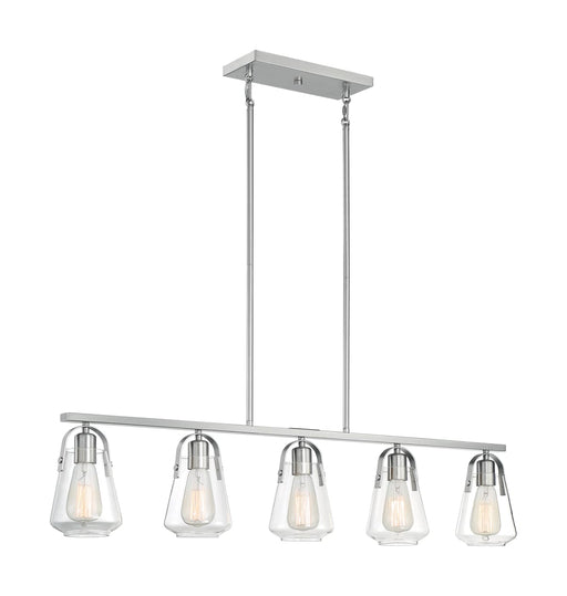Island Pendant Nuvo 60-7114 Skybridge - 5 Light - Island Pendant Fixture - Brushed Nickel Finish with Clear Glass Nuvo