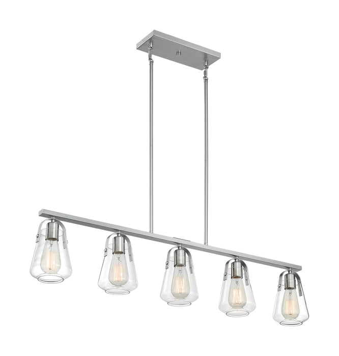 Island Pendant Nuvo 60-7114 Skybridge - 5 Light - Island Pendant Fixture - Brushed Nickel Finish with Clear Glass Nuvo