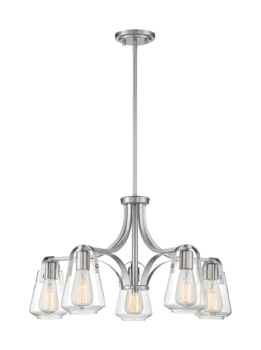 Chandelier Nuvo 60-7115 Skybridge - 5 Light - Chandelier Fixture - Brushed Nickel Finish with Clear Glass Nuvo