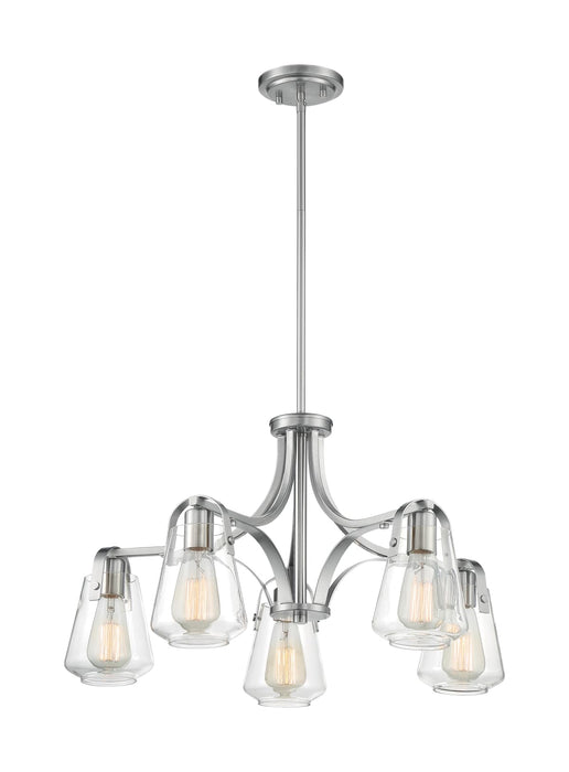 Chandelier Nuvo 60-7115 Skybridge - 5 Light - Chandelier Fixture - Brushed Nickel Finish with Clear Glass Nuvo