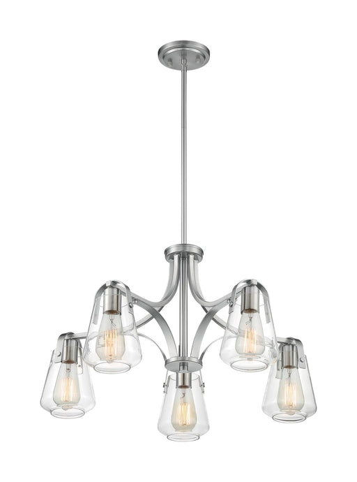 Chandelier Nuvo 60-7115 Skybridge - 5 Light - Chandelier Fixture - Brushed Nickel Finish with Clear Glass Nuvo