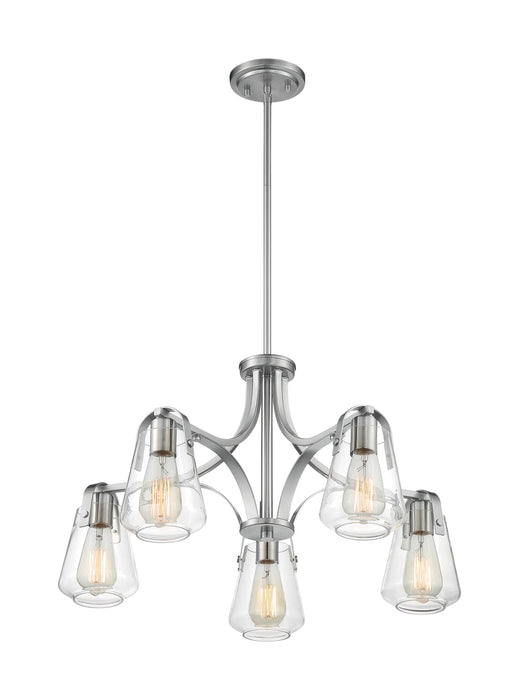 Chandelier Nuvo 60-7115 Skybridge - 5 Light - Chandelier Fixture - Brushed Nickel Finish with Clear Glass Nuvo