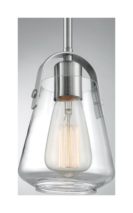 Mini Pendant Nuvo 60-7116 Skybridge - 1 Light - Mini Pendant Fixture - Brushed Nickel Finish with Clear Glass Nuvo