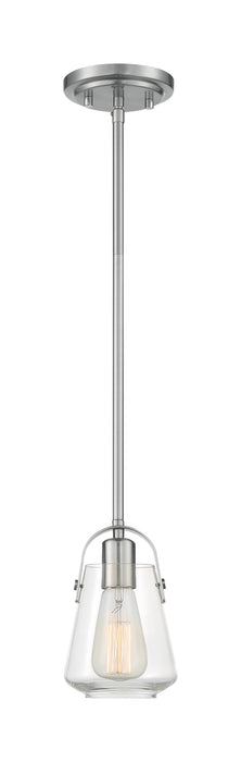 Mini Pendant Nuvo 60-7116 Skybridge - 1 Light - Mini Pendant Fixture - Brushed Nickel Finish with Clear Glass Nuvo