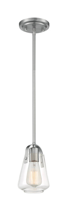 Mini Pendant Nuvo 60-7116 Skybridge - 1 Light - Mini Pendant Fixture - Brushed Nickel Finish with Clear Glass Nuvo