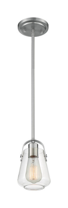 Mini Pendant Nuvo 60-7116 Skybridge - 1 Light - Mini Pendant Fixture - Brushed Nickel Finish with Clear Glass Nuvo