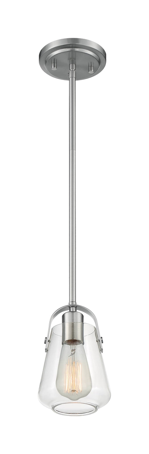 Mini Pendant Nuvo 60-7116 Skybridge - 1 Light - Mini Pendant Fixture - Brushed Nickel Finish with Clear Glass Nuvo