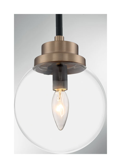 Pendant Nuvo 60-7121 Axis - 1 Light - Pendant Fixture - Matte Black Finish with Brass Accents - Clear Glass Nuvo