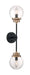 Sconce Nuvo 60-7122 Axis - 2 Light - Wall Sconce Fixture - Matte Black Finish with Brass Accents - Clear Glass Nuvo
