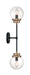 Sconce Nuvo 60-7122 Axis - 2 Light - Wall Sconce Fixture - Matte Black Finish with Brass Accents - Clear Glass Nuvo