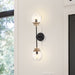 Sconce Nuvo 60-7122 Axis - 2 Light - Wall Sconce Fixture - Matte Black Finish with Brass Accents - Clear Glass Nuvo