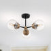 Semi Flush Nuvo 60-7123 Axis - 3 Light - Semi-Flush Fixture - Matte Black Finish with Brass Accents - Clear Glass Nuvo