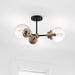 Semi Flush Nuvo 60-7123 Axis - 3 Light - Semi-Flush Fixture - Matte Black Finish with Brass Accents - Clear Glass Nuvo