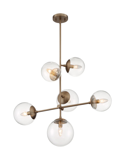 Pendant Nuvo 60-7125 Sky - 6 Light - Pendant Fixture - Burnished Brass Finish - Clear Glass Nuvo