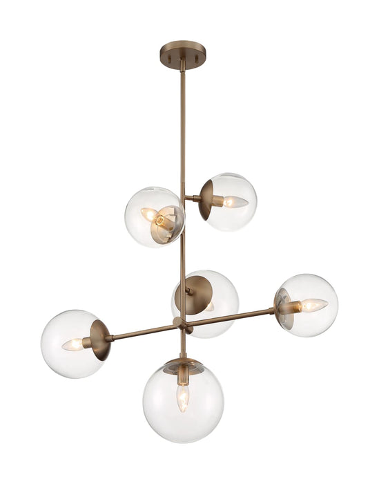 Pendant Nuvo 60-7125 Sky - 6 Light - Pendant Fixture - Burnished Brass Finish - Clear Glass Nuvo