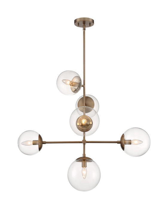 Pendant Nuvo 60-7125 Sky - 6 Light - Pendant Fixture - Burnished Brass Finish - Clear Glass Nuvo