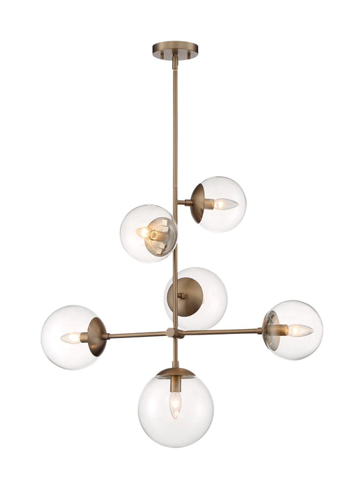 Pendant Nuvo 60-7125 Sky - 6 Light - Pendant Fixture - Burnished Brass Finish - Clear Glass Nuvo