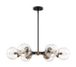 Chandelier Nuvo 60-7126 Axis - 6 Light - Chandelier Fixture - Matte Black Finish with Brass Accents - Clear Glass Nuvo