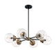 Chandelier Nuvo 60-7126 Axis - 6 Light - Chandelier Fixture - Matte Black Finish with Brass Accents - Clear Glass Nuvo