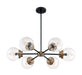 Chandelier Nuvo 60-7126 Axis - 6 Light - Chandelier Fixture - Matte Black Finish with Brass Accents - Clear Glass Nuvo
