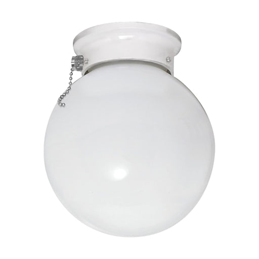 Flush Mount Nuvo 60-712 1 Light - 6 in. - Ceiling Fixture - White Ball with Pull Chain Switch - White Finish Nuvo