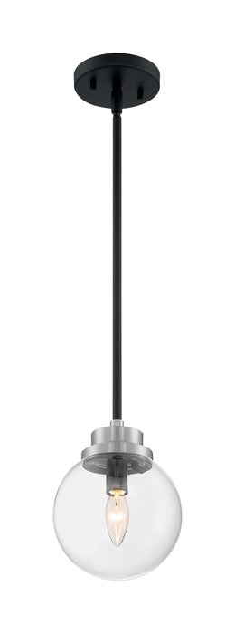 Pendant Nuvo 60-7131 Axis - 1 Light - Pendant Fixture - Matte Black Finish with Brushed Nickel Accents - Clear Glass Nuvo