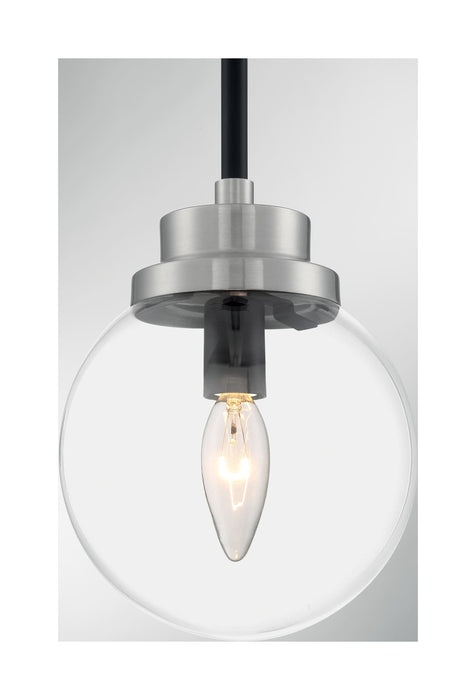 Pendant Nuvo 60-7131 Axis - 1 Light - Pendant Fixture - Matte Black Finish with Brushed Nickel Accents - Clear Glass Nuvo