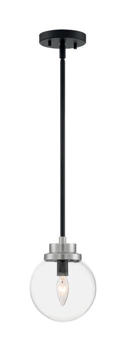 Pendant Nuvo 60-7131 Axis - 1 Light - Pendant Fixture - Matte Black Finish with Brushed Nickel Accents - Clear Glass Nuvo
